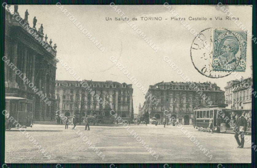 Torino Città Saluto da Piazza Castello Tram Via Roma cartolina RT3482 – fronte
