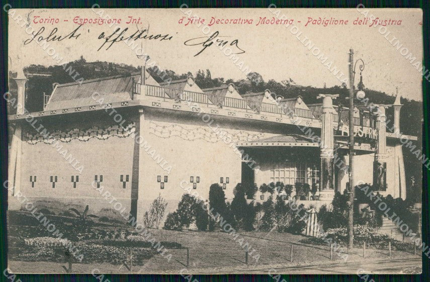 Torino Città Esposizione Arte Decorativa Padiglione Austria cartolina RT3488 – fronte