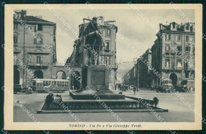 Torino Città Via Po Tram Via Giuseppe Verdi cartolina RT3490 – fronte