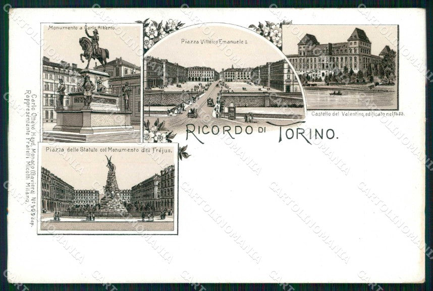 Torino Città Ricordo Gruss Monumento Carlo Alberto Piazze Foto cartolina RT3491 – fronte
