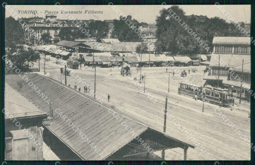 Torino Città Piazza Emanuele Filiberto Tram Mercato cartolina RT3495 – fronte