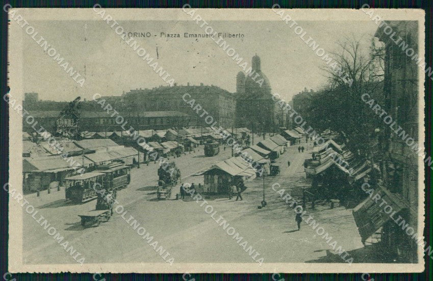 Torino Città Piazza Emanuele Filiberto Tram Mercato cartolina RT3496 – fronte