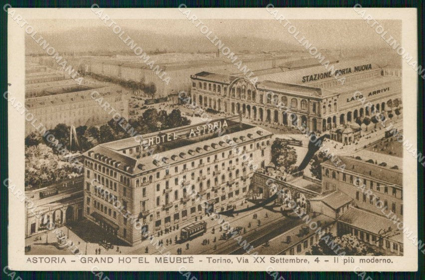 Torino Città Stazione Porta Nuova Tram Grand Hotel Astoria cartolina RT3504 – fronte