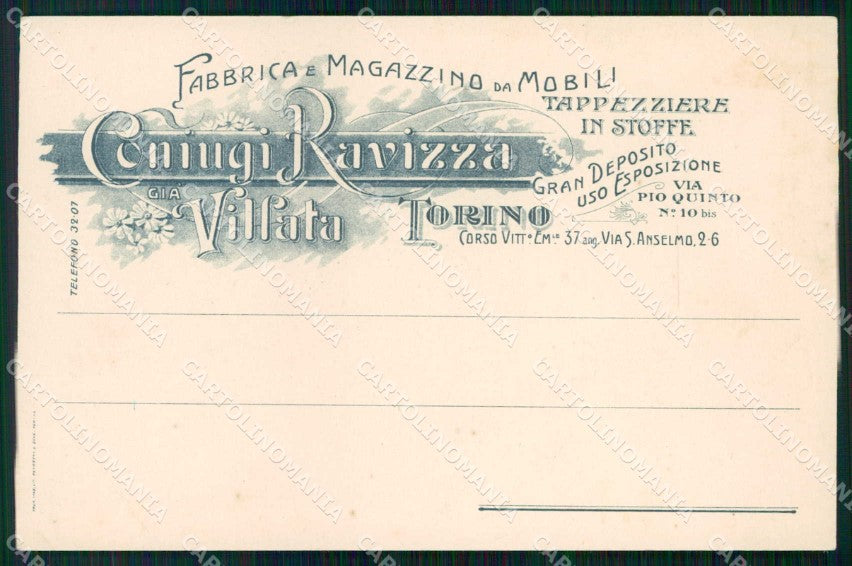 Torino Città Fabbrica Magazzino Mobili Pubblicitaria cartolina RT3506 – fronte