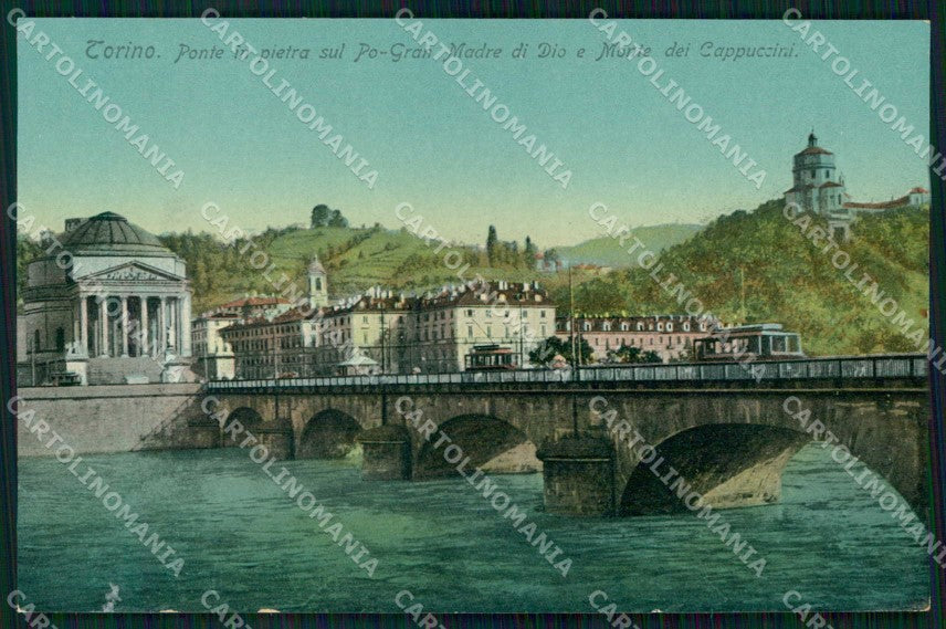 Torino Città Ponte in Pietra sul Po Monte dei Cappuccini Foto cartolina RT3518 – fronte