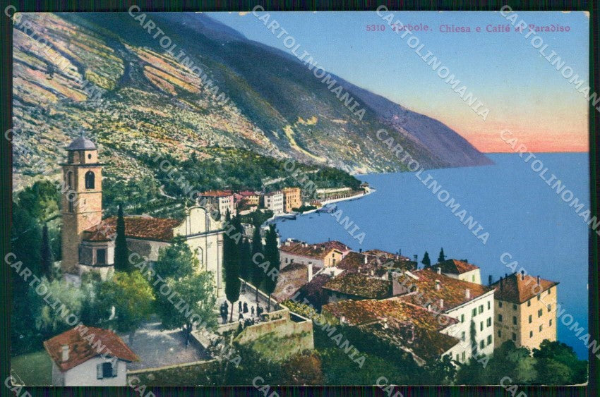 Trento Torbole Lago di Garda Chiesa Caffé Paradiso Bender 5310 cartolina RT3603 – fronte
