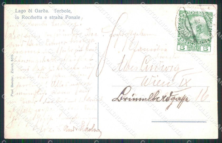 Trento Torbole Lago di Garda Piroscafo Rocchetta Bender 5215 cartolina RT3609 – retro
