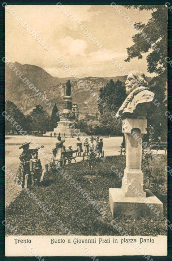 Trento Città Busto a Giovanni Prati Piazza Dante cartolina RT3646 – fronte