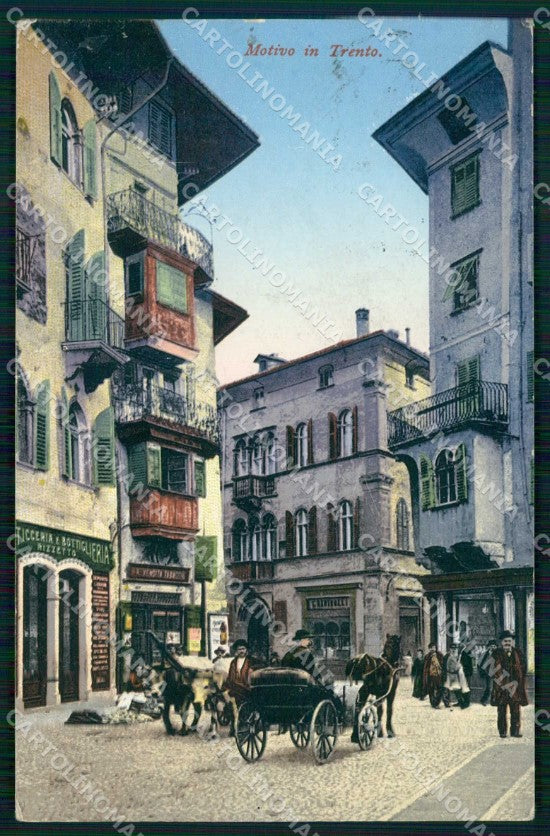 Trento Città Motivo Calesse ABRASA cartolina RT3648 – fronte