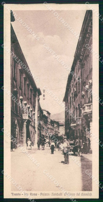 Trento Città Via Roma Palazzo Zambelli mini cartolina RT3673 – fronte