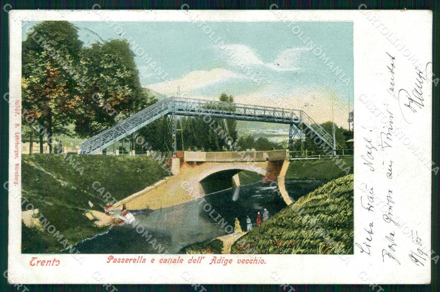 Trento Città Passerella Canale Adige Vecchio cartolina RT3682 – fronte