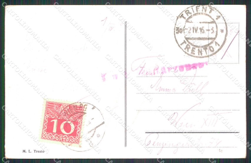Trento Città Via Bellenzani cartolina RT3695 – retro