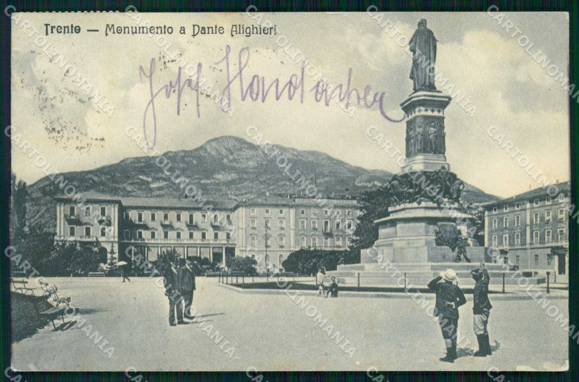 Trento Città Monumento Dante Alighieri cartolina RT3698 – fronte