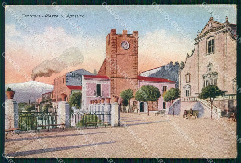 Messina Taormina Piazza Sant'Agostino cartolina RT3718 – fronte