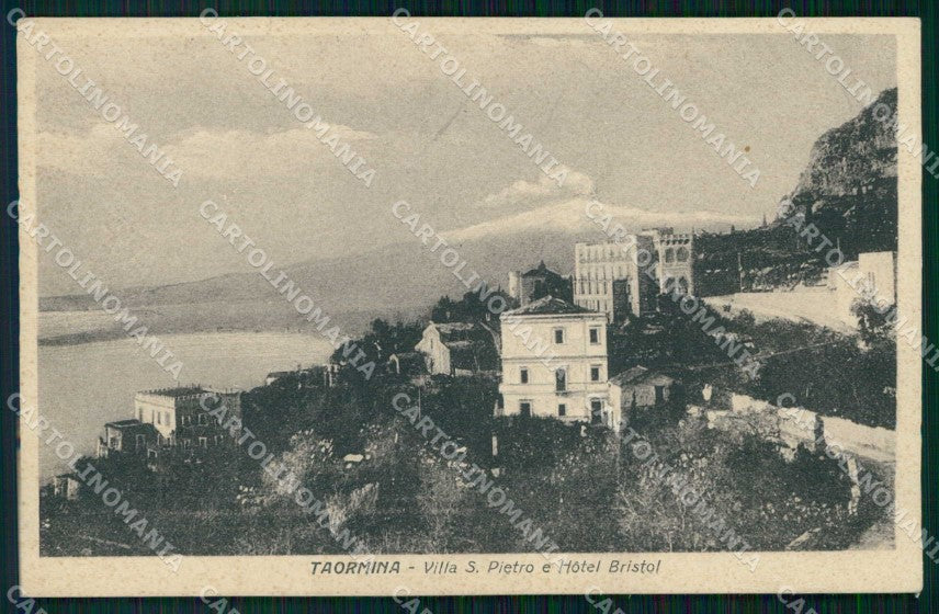 Messina Taormina Villa San Pietro Hotel Bristol cartolina RT3751 – fronte