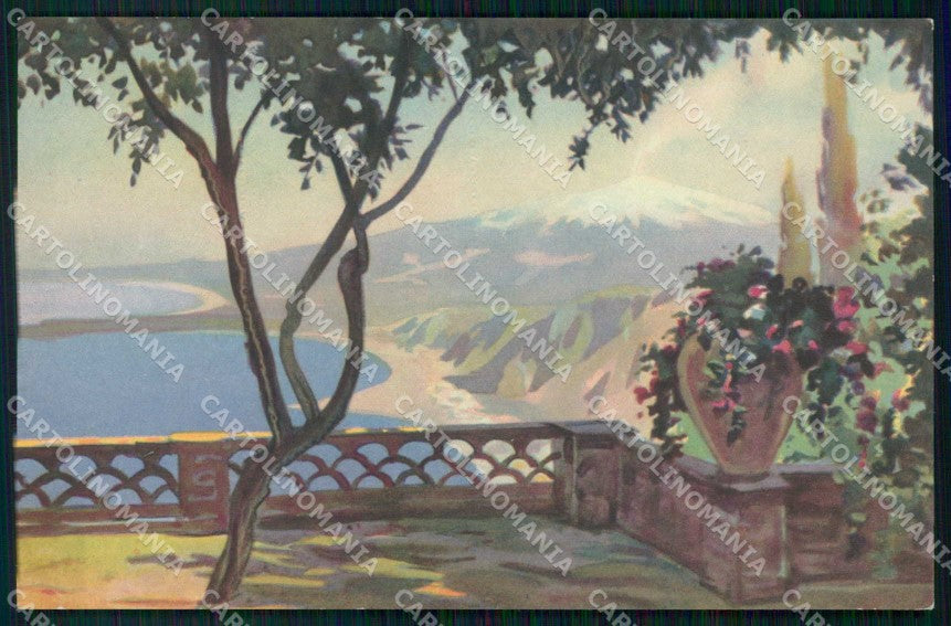 Messina Taormina Etna Visto dal Giardino Municipale cartolina RT3776 – fronte
