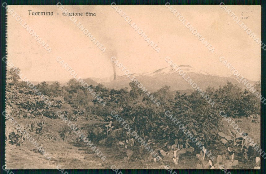 Messina Taormina Eruzione dell'Etna cartolina RT3818 – fronte