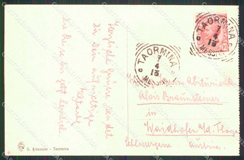 Messina Taormina Eruzione dell'Etna cartolina RT3818 – retro