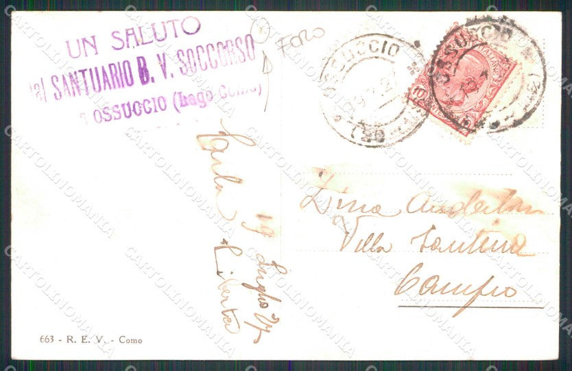 Como Tremezzina Santuario Madonna del Soccorso Lago FORO cartolina RT4003 – retro