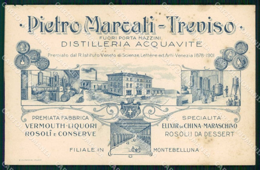Treviso Città Distilleria Acquavite Pubblicitaria SCOLLATA cartolina RT4020 – fronte