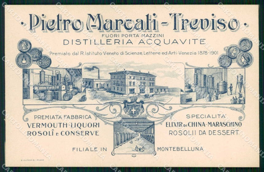 Treviso Città Distilleria Acquavite Pubblicitaria SCOLLATA cartolina RT4040 – fronte