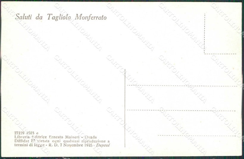 Alessandria Tagliolo Monferrato Via San Benedetto cartolina RT4062 – retro