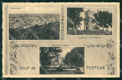 Alessandria Tortona Saluti da Torre Colle Vittorio Giardino cartolina RT4074 – fronte
