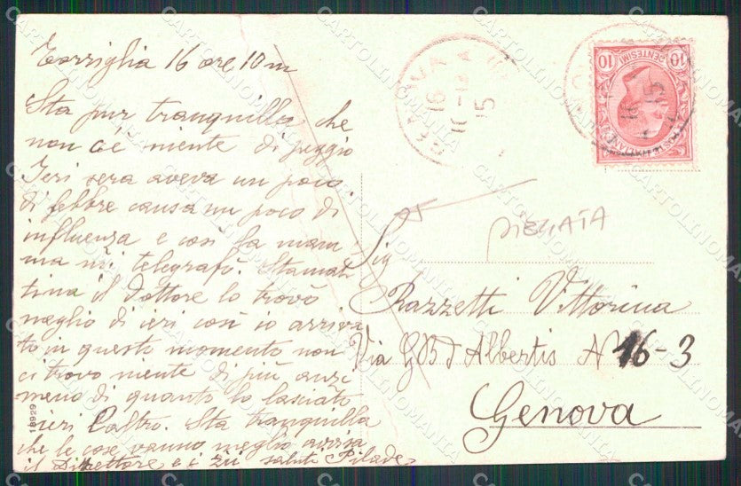 Genova Torriglia Via Erasmo Piaggio PIEGATA cartolina RT4082 – retro