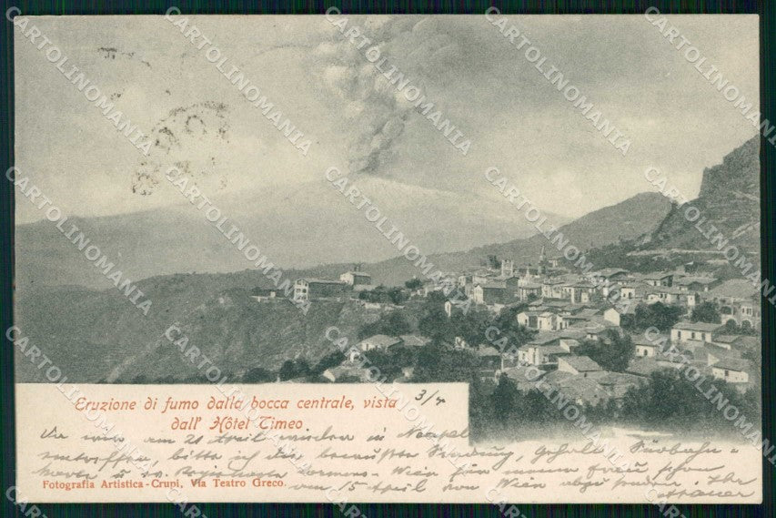 Messina Taormina Eruzione dell'Etna Veduta dall'Hotel Timeo cartolina RT4084 – fronte