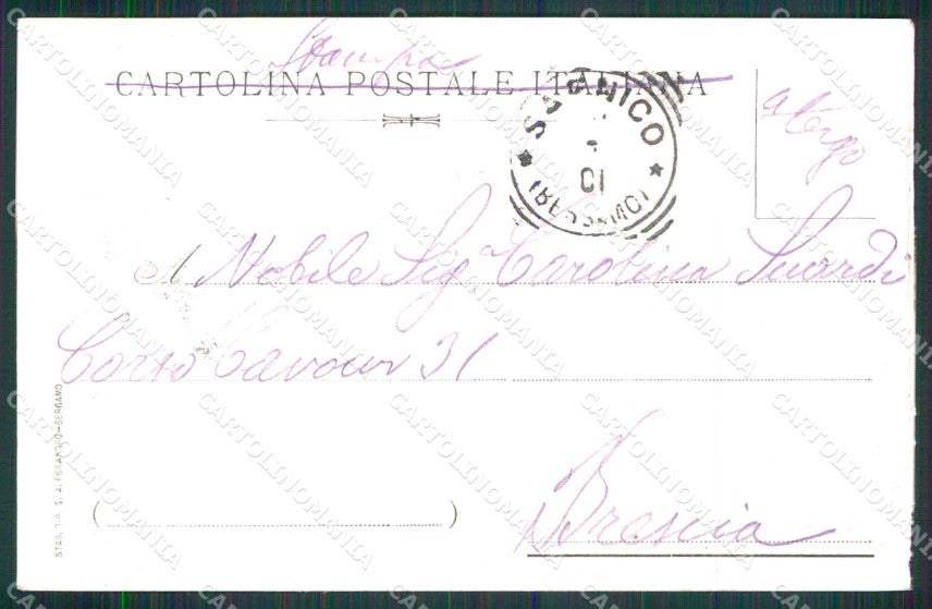 Bergamo Sarnico Chiesa Parrocchiale Lago d'Iseo ABRASA cartolina RT4125 – retro