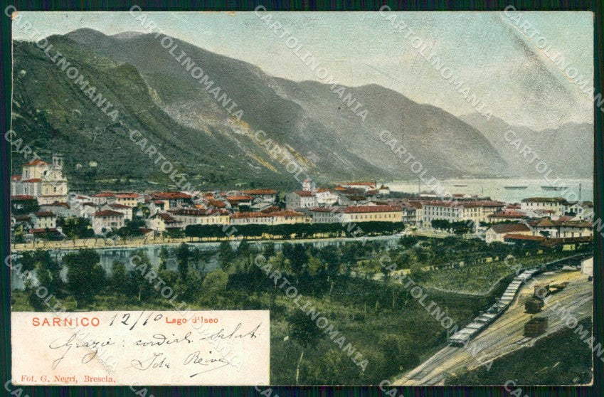 Bergamo Sarnico Lago d'Iseo Treno PIEGA cartolina RT4134 – fronte