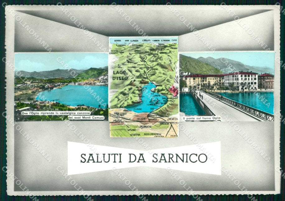 Bergamo Sarnico Saluti da Lago d'Iseo FG Foto cartolina RT4208 – fronte