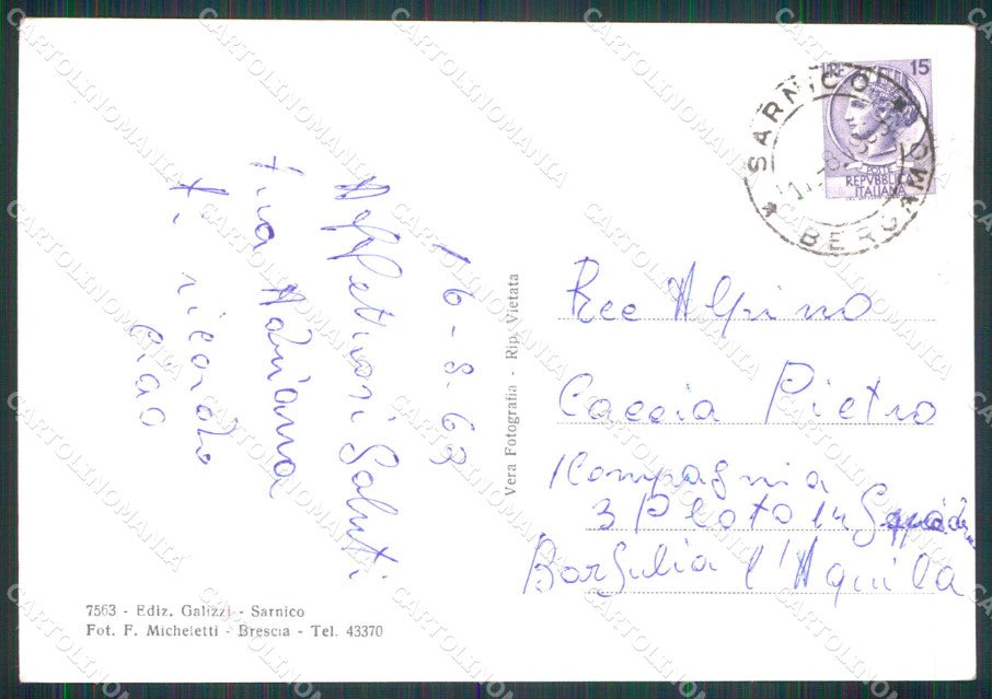 Bergamo Sarnico Lago d'Iseo Notturno FG Foto cartolina RT4234 – retro