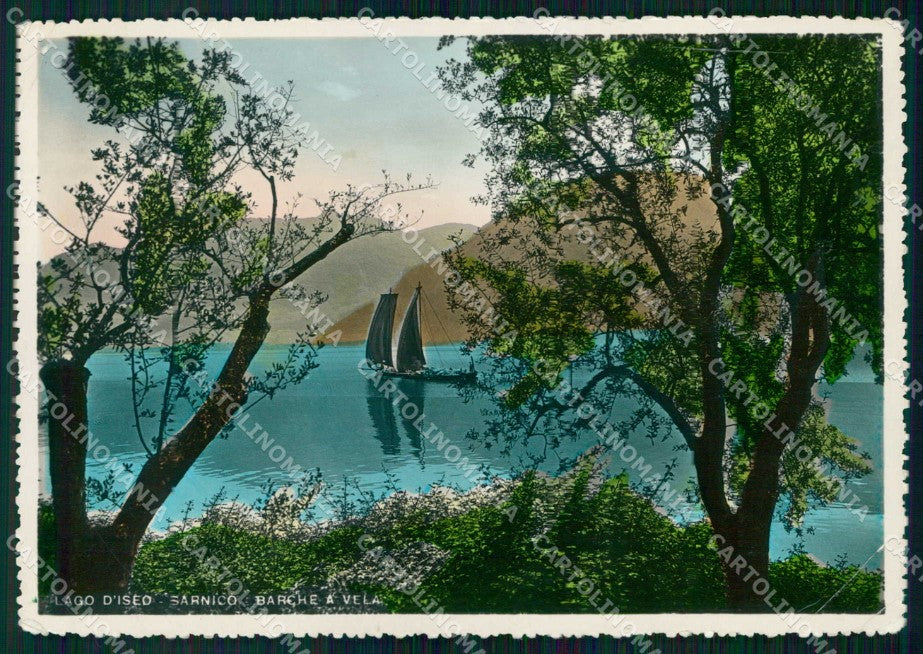 Bergamo Sarnico Lago d'Iseo Barche PIEGHINE FG Foto cartolina RT4243 – fronte