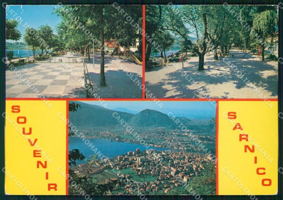Bergamo Sarnico Souvenir Lago d'Iseo PIEGATA FG cartolina RT4261 – fronte