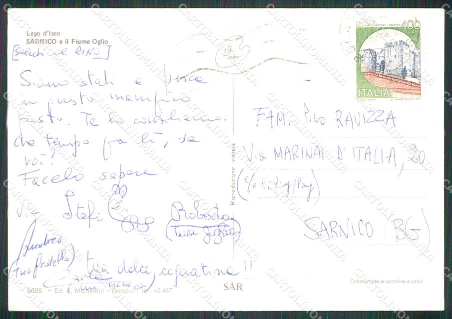 Bergamo Sarnico Lago d'Iseo Fiume Oglio FG cartolina RT4264 – retro