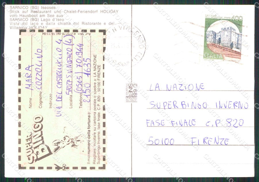 Bergamo Sarnico Lago d'Iseo Barca FG cartolina RT4265 – retro