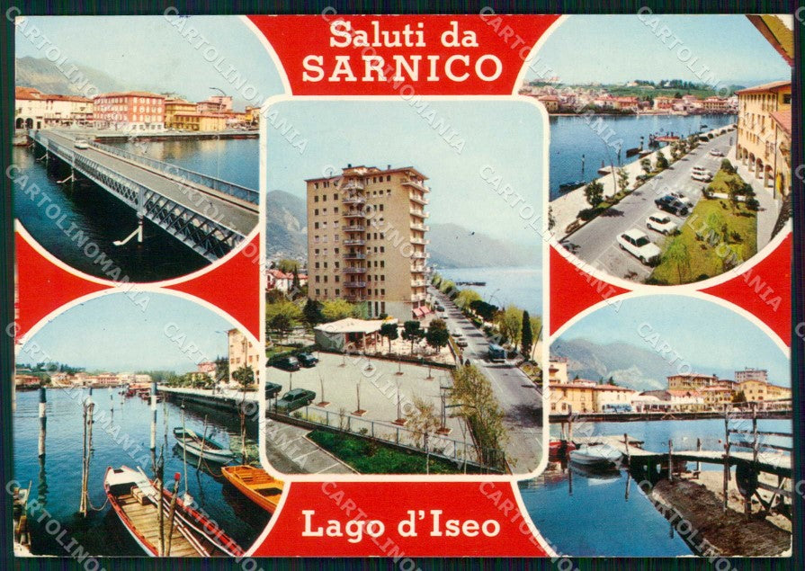 Bergamo Sarnico Saluti da Lago d'Iseo Barche FG cartolina RT4266 – fronte
