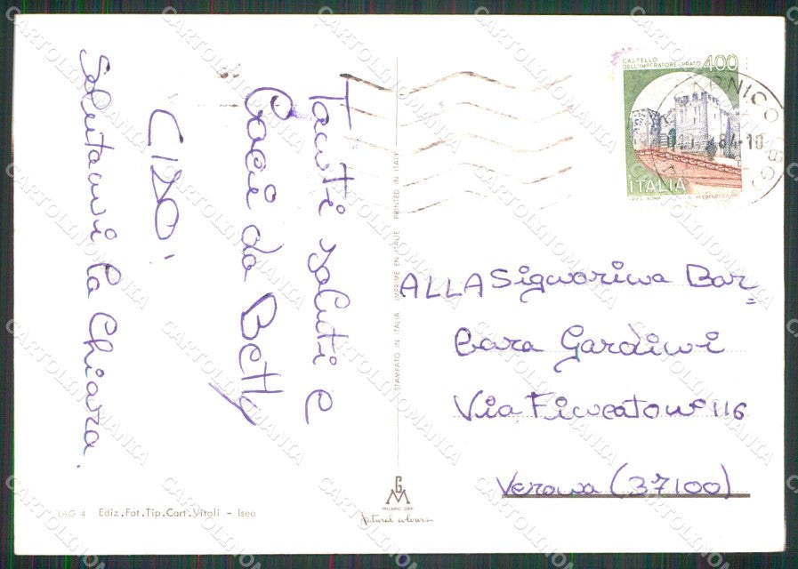 Bergamo Sarnico Saluti da Lago d'Iseo Barche FG cartolina RT4266 – retro