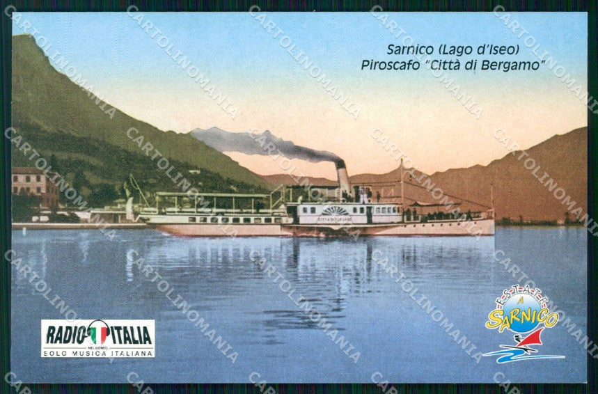 Bergamo Sarnico Lago d'Iseo Piroscafo Radio Italia cartolina RT4298 – fronte