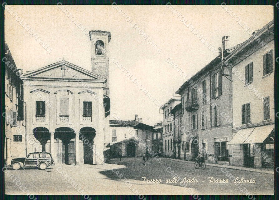 Milano Trezzo sull'Adda Piazza Libertà Automobile FG cartolina RT4321 – fronte
