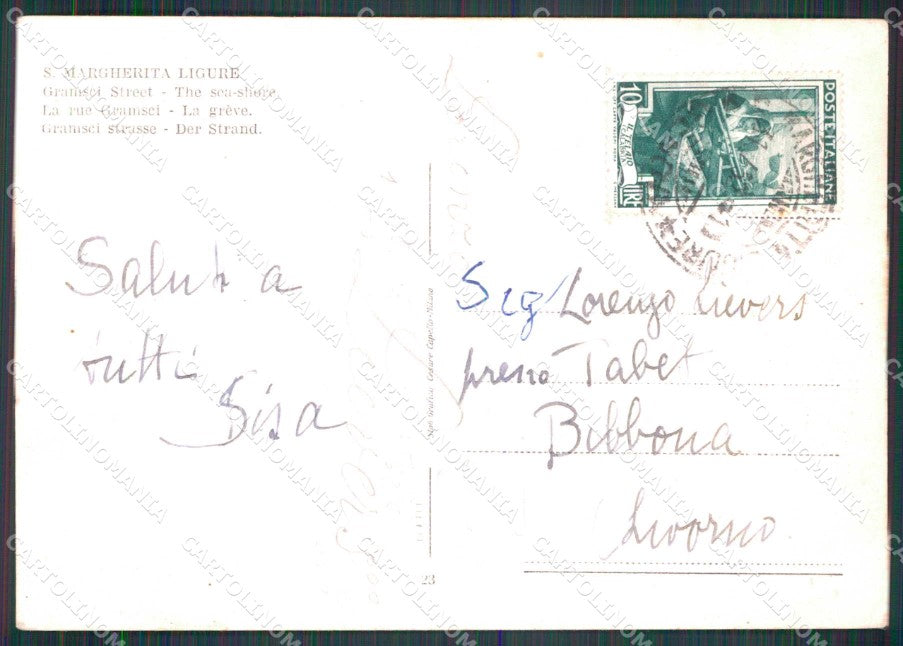 Genova Santa Margherita Ligure Via Gramsci Spiaggia FG cartolina RT4356 – retro