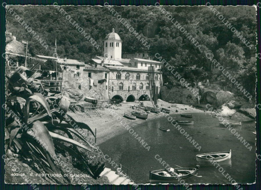 Genova San Fruttuoso Spiaggia con Barche Brunner 400 96 FG Foto cartolina RT4359 – fronte