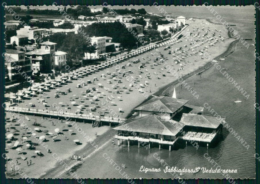Udine Lignano Sabbiadoro Spiaggia Veduta Aerea FG Foto cartolina RT4390 – fronte