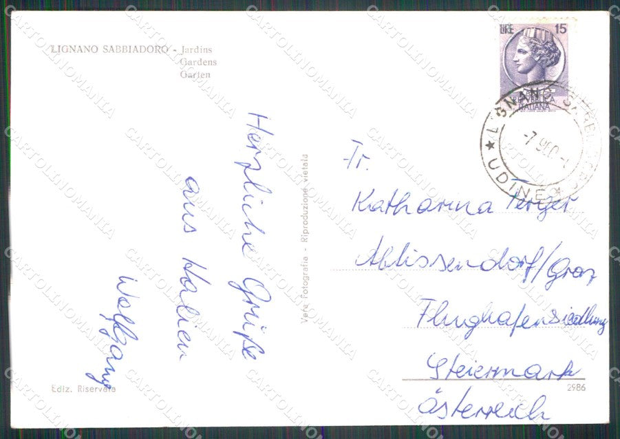 Udine Lignano Sabbiadoro Giardini FG Foto cartolina RT4392 – retro