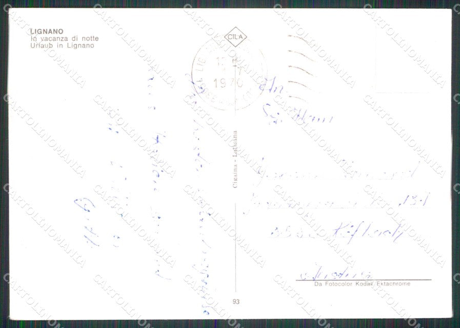Udine Lignano Sabbiadoro Fontana Barche Notturno FG Foto cartolina RT4396 – retro
