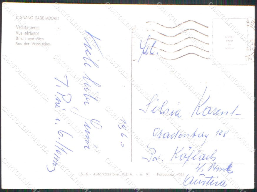 Udine Lignano Sabbiadoro Spiaggia dall'Aereo FG cartolina RT4399 – retro
