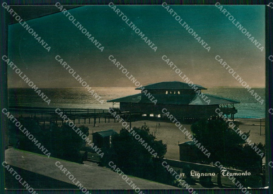 Udine Lignano Sabbiadoro Spiaggia al Tramonto FG Foto cartolina RT4409 – fronte