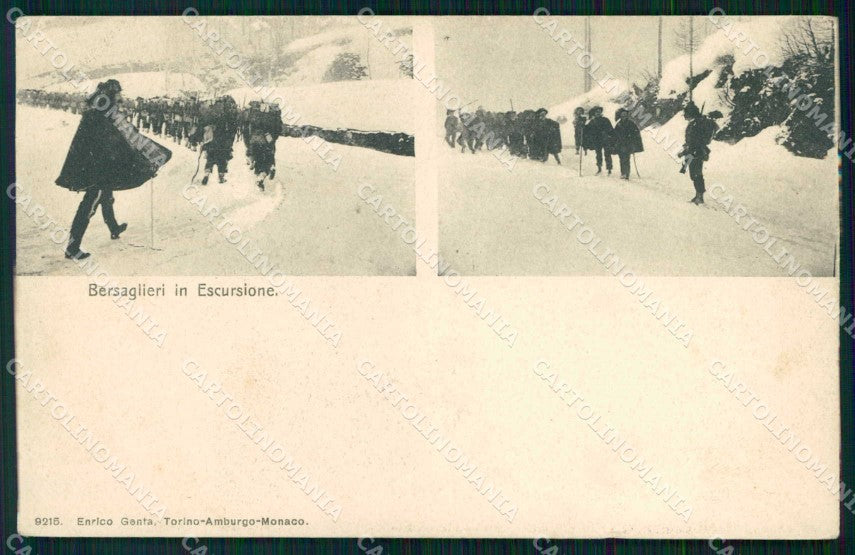 Militari 8° Reggimento Bersaglieri Escursione Genta 9215 cartolina RT4430 – fronte
