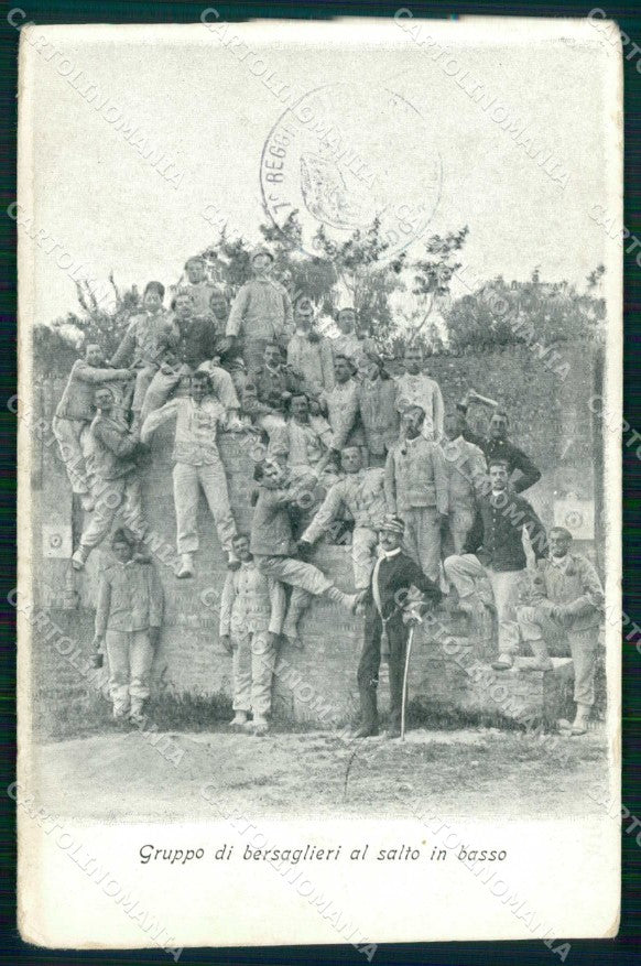 Militari 7° Reggimento Bersaglieri Gruppo al Salto in Basso cartolina RT4433 – fronte